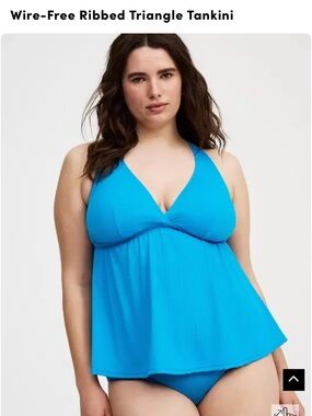 New 2x Torrid Bright Blue Ribbed Wire-Free tankini